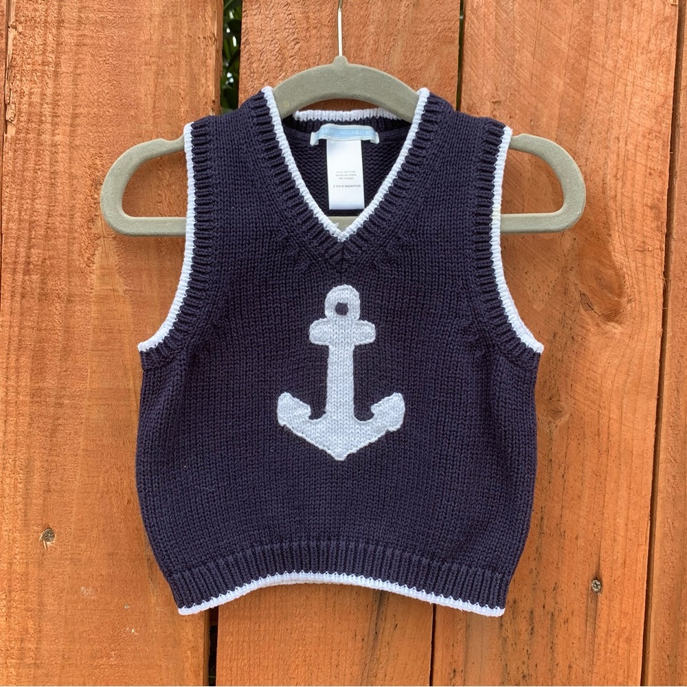 Janie and Jack Navy Anchor Knit Vest